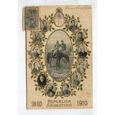 CENTENARIO 1910 PATRIOTICA ANTIGUA TARJETA POSTAL CON RELIEVE, RARA